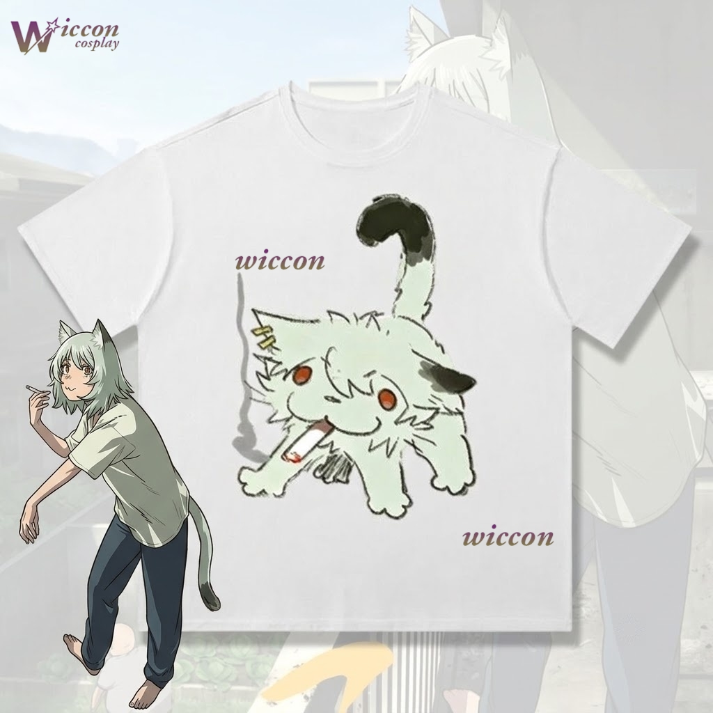 Anime Merchandise T-Shirts - YesOk Chainsmoker Cat Yaniko Satou 귀여운