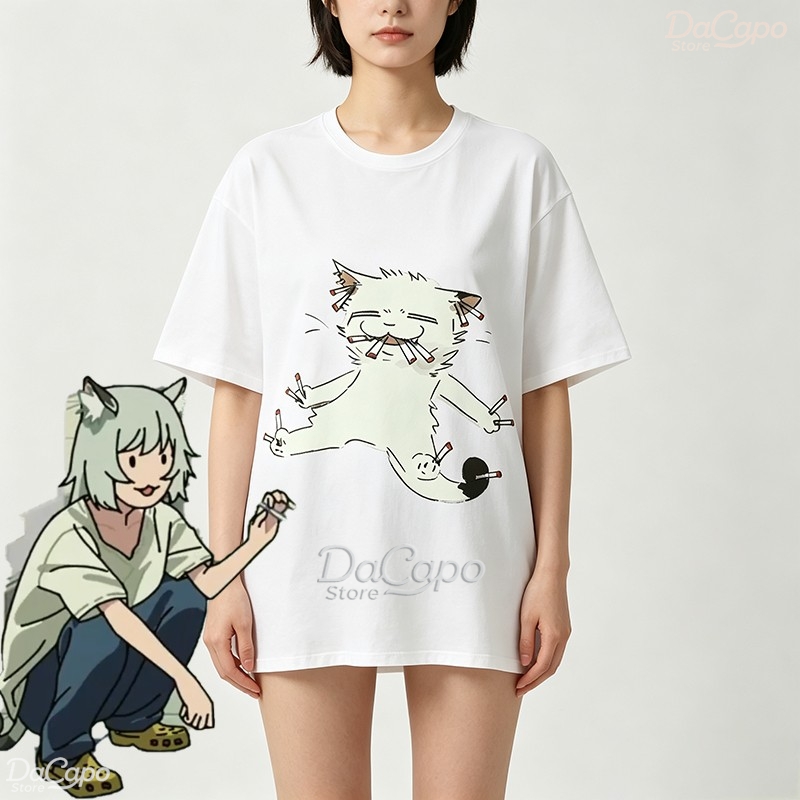 Anime Merchandise T-Shirts - Chainsmoker Cat Yaniko Satou 귀여운 애니메이션