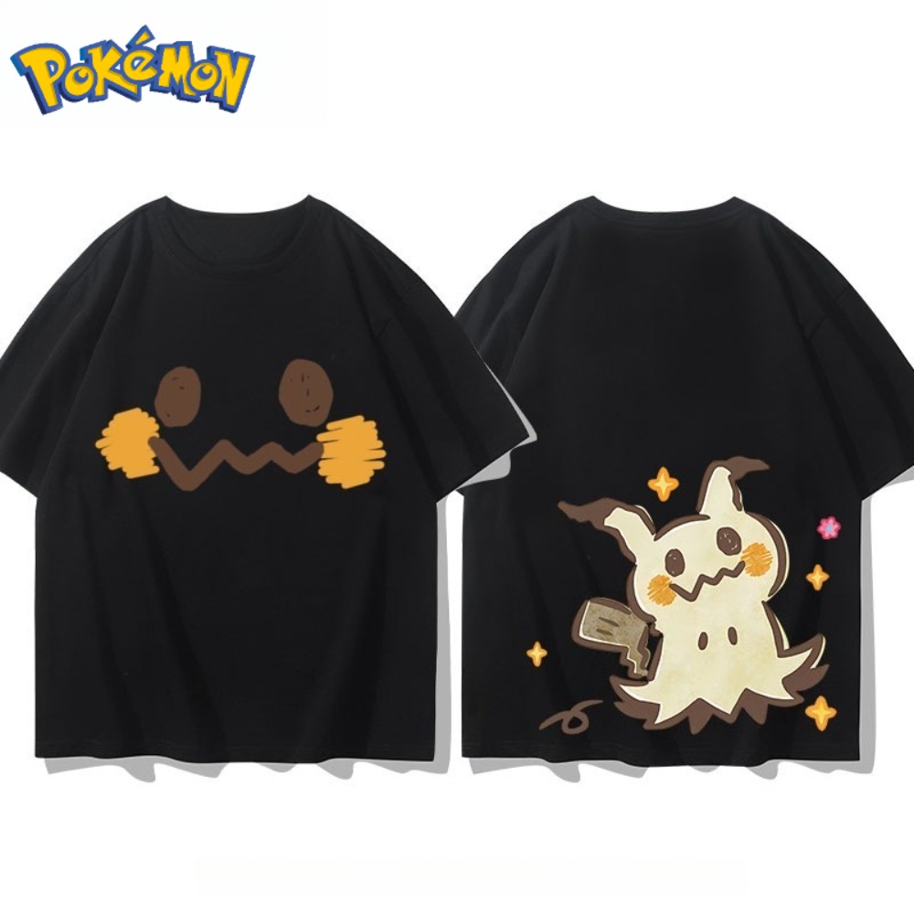 포켓몬 미믹큐 앞면과 뒷면 프린트 티셔츠 남성 및 여성 - Anime Merchandise Shop 리뷰 및 가격