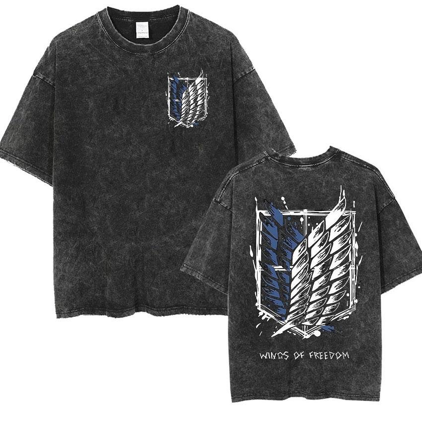 2026 오버사이즈 빈티지 워싱 티셔츠 남성 진격의 거 - Anime Merchandise Men 리뷰 및 가격