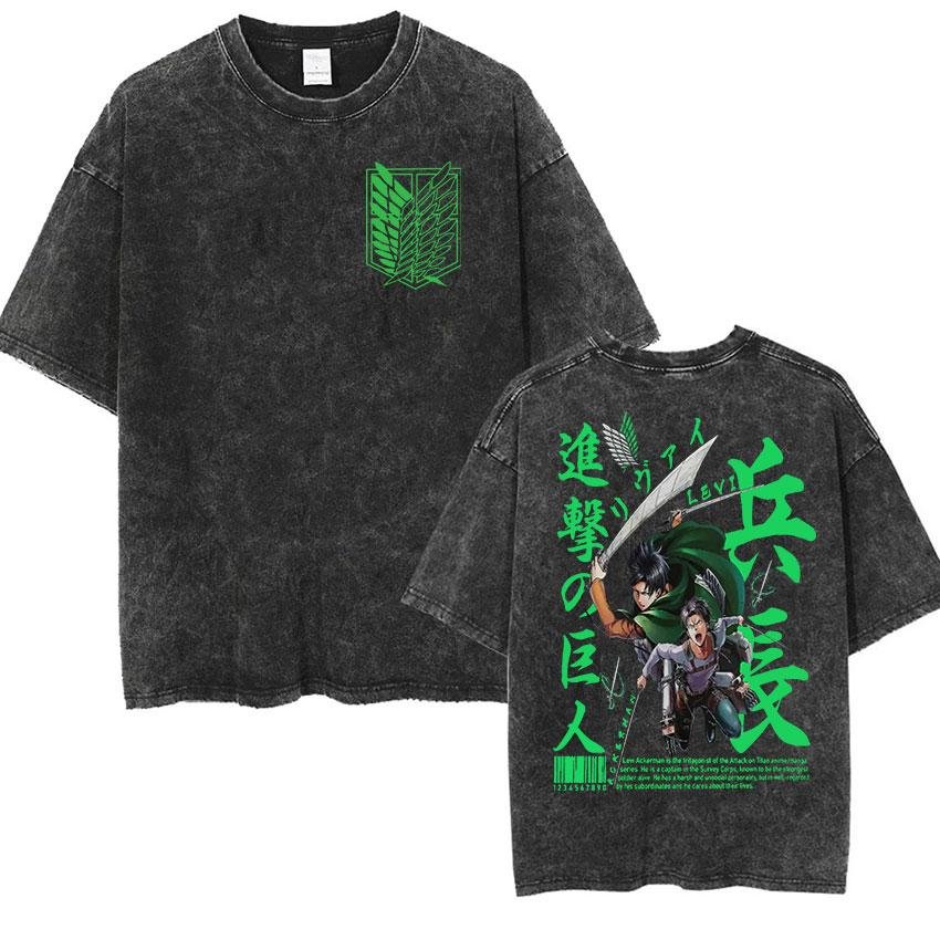 2026 오버사이즈 빈티지 워싱 티셔츠 남성 진격의 거 - Anime Merchandise Men 리뷰 및 가격