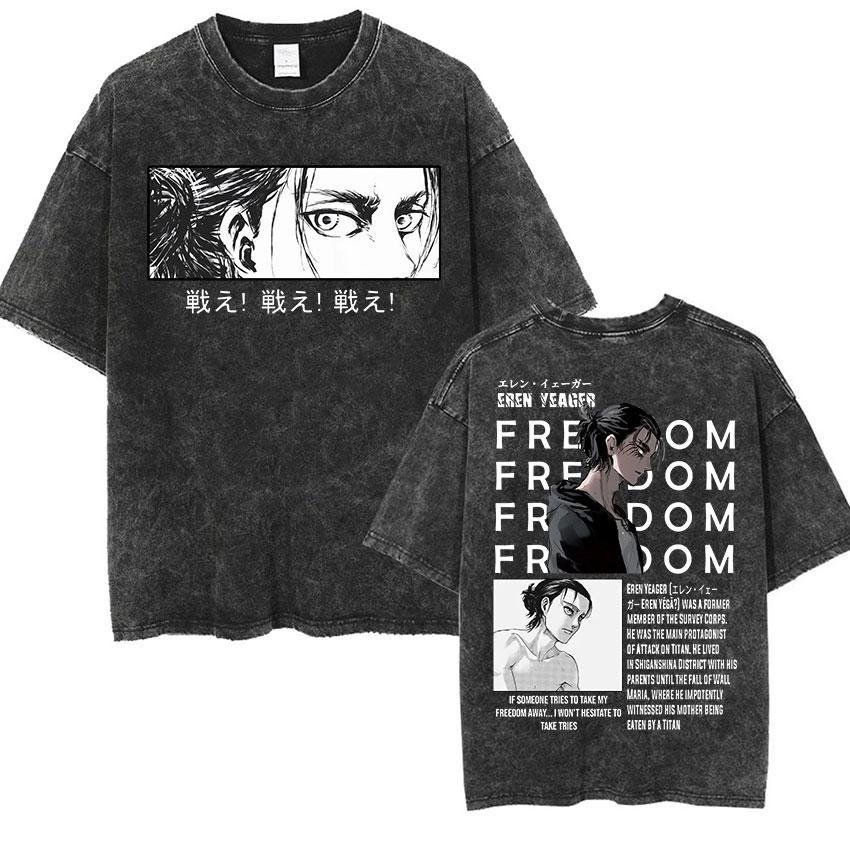 2026 오버사이즈 빈티지 워싱 티셔츠 남성 진격의 거 - Anime Merchandise Men 리뷰 및 가격